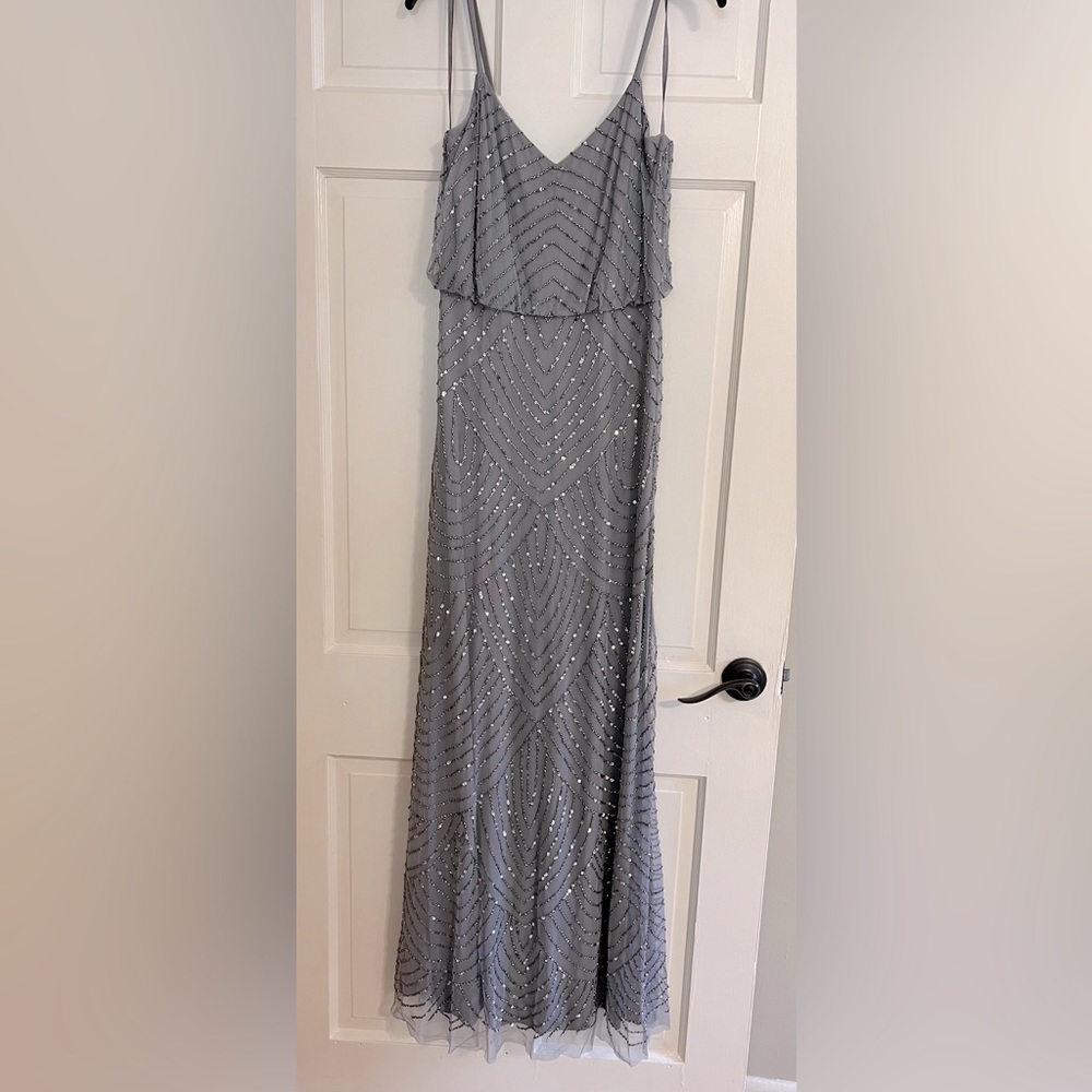 Adrianna Papell Art Deco Blouson Beaded Gown